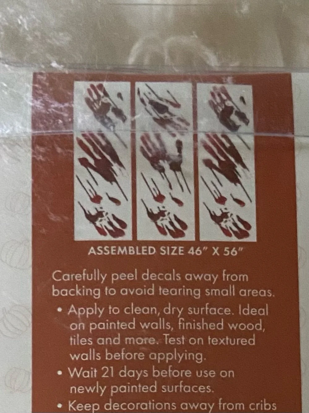 NWT Peel & Stick “Bloody handprint” Removable Wall Decals
